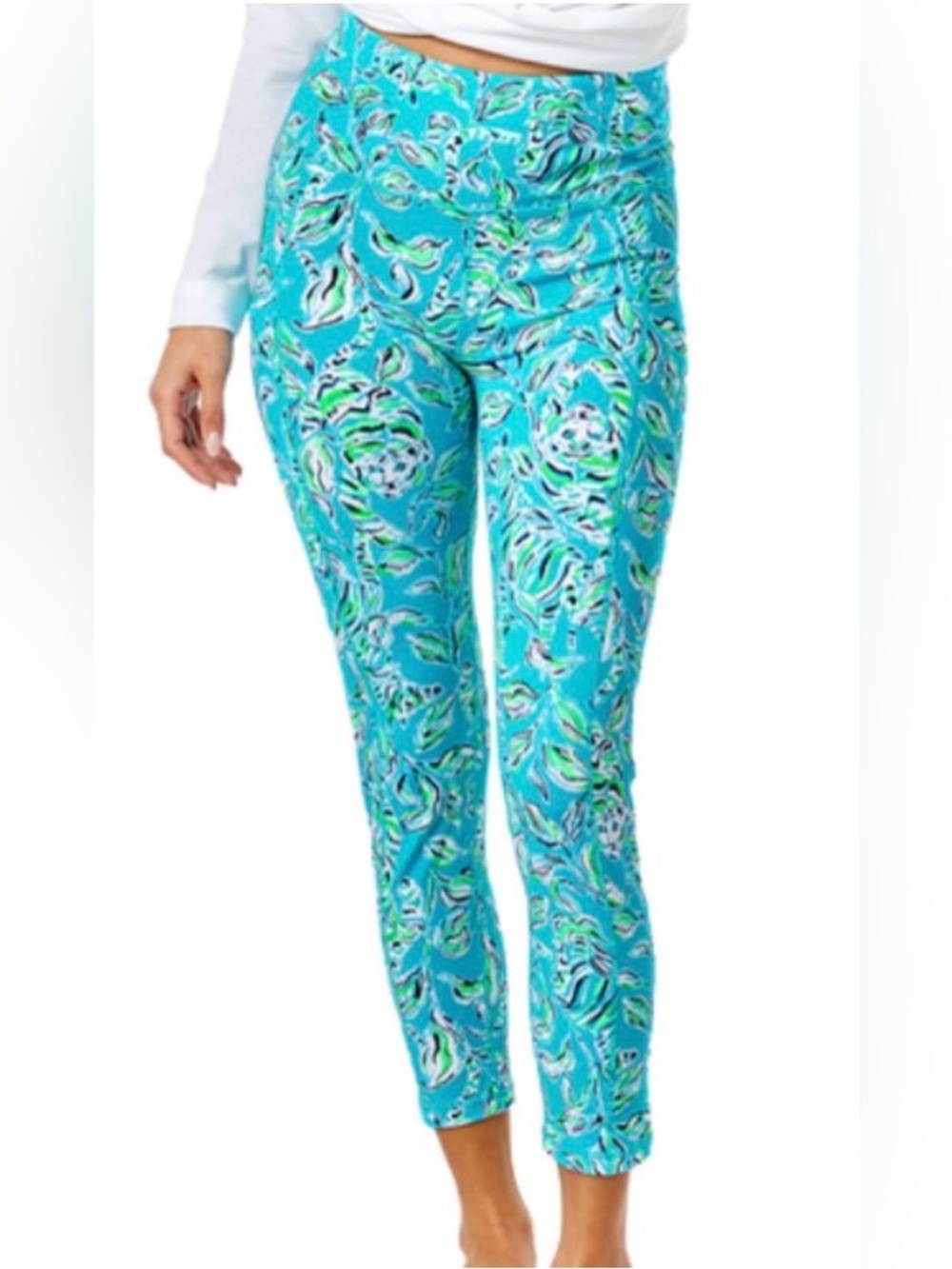 Lilly Pulitzer Luxletic Weekender High Rise Midi Legging in Turquoise Oasis